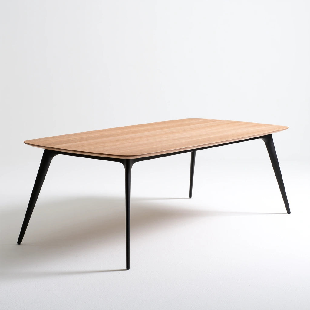 Table à manger en bois finition chêne, coloris brun clair