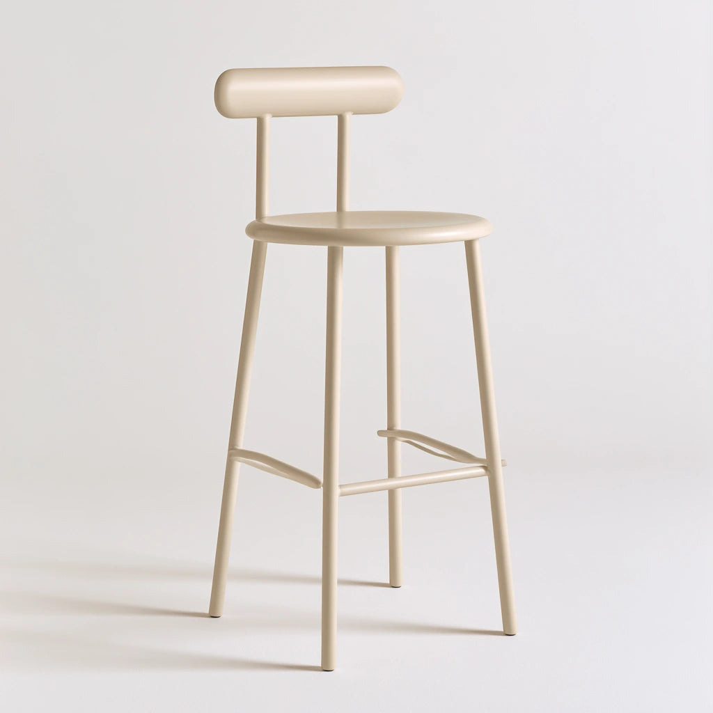 Tabouret de bar aux lignes épurées, coloris beige clair