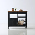 Îlot de cuisine mobile en bois sur roulettes, coloris noir